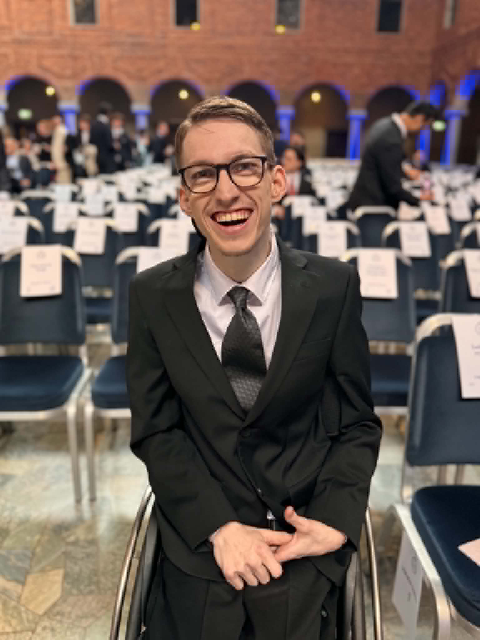 A very happy Sebastian in the graduation ceremony