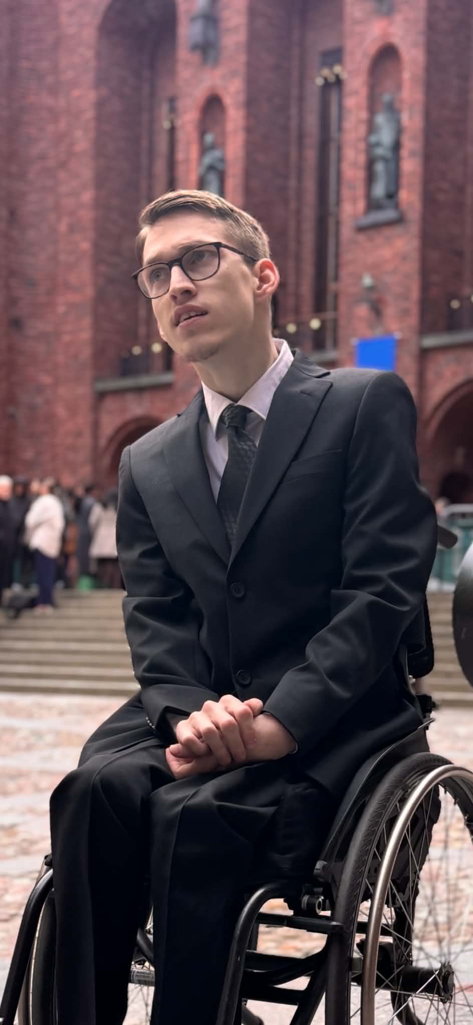 Outside the city hall before the ceremony